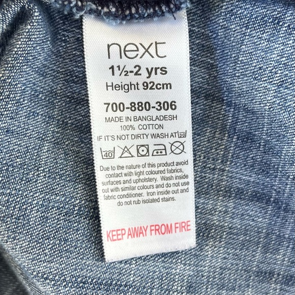 •Next UK• 100% Cotton Denim Girls Dress - Size 2T (92cm) - Picture 3 of 8